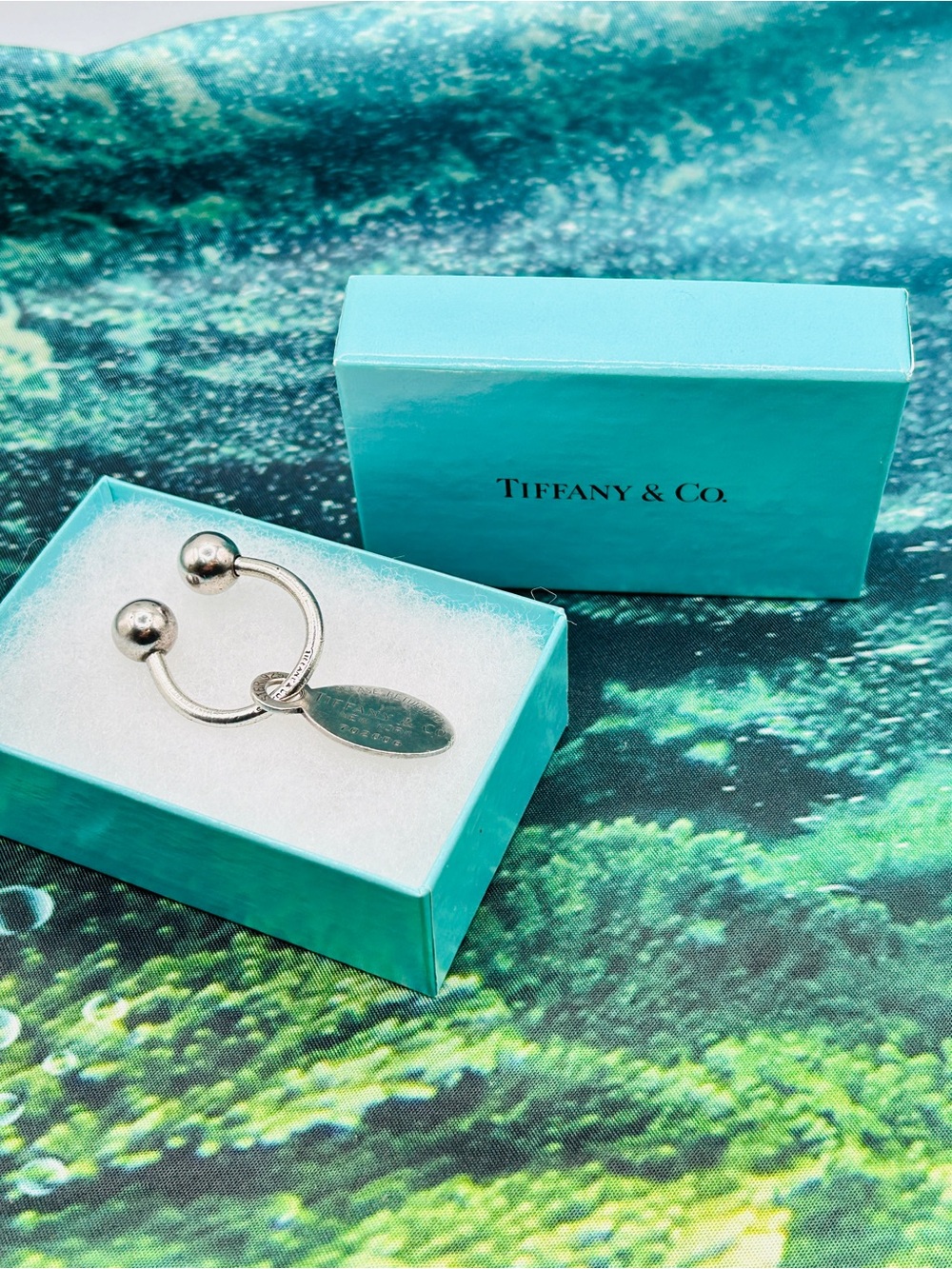 Tiffany & Co. 925 Sterling Silver Keyring with Oval Return To Tiffany Tag Good C